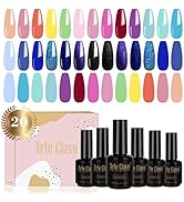Arte Clavo 20Pcs Gel Nail Polish Set- Pastel Bright Pink Purple Gel Polish Set Navy Blue Green Gl...