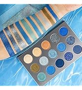 Blue Eyeshadow Palette Matte Shimmer Makeup Eyes, AFFLANO Highly Pigmented Waterproof Eye Shadow ...