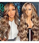 Highlight Ombre Lace Front Wig Human Hair HD Body Wave Lace Front Wigs Human Hair 180% Density 4/...