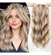 EMMOR 20 Inch Wavy Hair Toppers,Premium Synthetic Long Curly Hairpieces with 6
