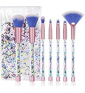 Cute Makeup Brush Set 7PCS, Professional Make Up Brushes Quicksand Sequins Acrylic Handle Eye Sha...
