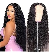 34 Inch HD Transparent Deep Wave Lace Front Wigs 180% Density Brazilian Virgin Human Hair Lace Cl...