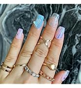 10 Pcs Butterfly Handmade Press on Nails for Women Girls,Glossy Colorful Long Coffin Aesthetic Ge...