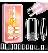 Short Square Soft Gel Nail Tips, BORNBYME 600 PCS Pre Buff Full Cover Shaped Nail Extenison Tips ...