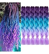 jiefeng 6 PCS/Lot Braiding Hair Extensions for Women 24 Inch High Temperature Synthetic Ombre Jum...
