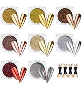 Beetles Chrome Nail Powder Set Mirror Effect 8 Colors 0.5g/Jar Iridescent Aurora Gold Sliver Red ...