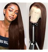 Hermosa 13x4 Brown Lace Front Wigs Human Hair with Baby Hair 180 Density Straight Lace Frontal Hu...