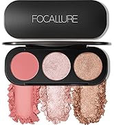 FOCALLURE Blush and Highlighter Palette,3 in 1 Makeup Powder Palette,Cruelty-Free Matte Blush,Shi...