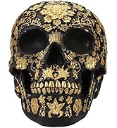 CUZOKOLA Gold Skull Decor - Resin Halloween Skull Head Sculpture - Money Saver Box - Tabletop Dec...