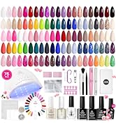 Beetles Gel Nail Polish Kit with U V Light-75PCS Chic Outfits 45 Colors Gel Polish Starter Kit,So...