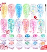 noirwhite Glitter Gel Nail Polish Set -12 Colors Sparkle Sequins Gel Polish Resplendent Colorful ...