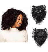 Anrosa Kinky Curly Clip in Hair Extensions Human Hair for Black Women,Curly Extensions Clip ins F...