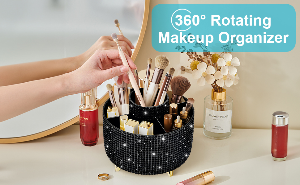 Bling Diamond 360° Makeup Brush Holder Organizer