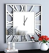SHYFOY 32'' Decorative Wall Clocks for Living Room Decor Modern Kitchen Wall Clock- Glossy Mirror...
