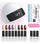Gel Nail Polish Kit with Light,Aibrit 24W Light Nail Lamp Dryer,8 Colors Gel Nail Polish Set Glos...