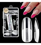 Oval Nail Tips - BettyCora Clear Nail Tips Almond Round Shape Pre-buff Soft Gel Nail Tips for Nai...