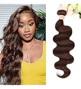 ALLRUN Brown Body Wave Bundle Human Hair 16 Inch Hair Weave Human Hair 1 Bundle 10A 100% Unproces...