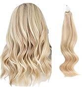 ABH AmazingBeauty Hair 14 Inch Micro Ring Remy Human Hair Extensions Dirty Blonde Highlight with ...