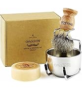 Shaving Brush Set, 4pcs Anbbas Pure Badger Hair Brush Solid Wood Handle with Goat Milk Shaving So...