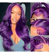Purple Lace Front Wigs Human Hair Pre Plucked Lavender 5x5 HD Transparent Lace Frontal Wig Body W...