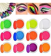 Kalolary 12 Colors Pigment Nail Powder Fluorescent Powder, Color Nail Pigments Dust Nail Glitter,...