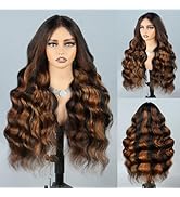 9x6 Wear and Go Glueless Wigs Human Hair Pre Plucked Pre Cut 1B/30 Highlight Ombre Lace Front Wig...