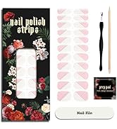 ruyeefam Nail Polish Strips - 22 Pcs Salon Quality Gel Nail Stickers - Long Lasting Wraps (Pink I...