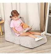 MOMCAYWEX Cuddly Soft Toddler Couch with Cute Bear Ears, Kids Sherpa Lounge Sofa for Boys and Gir...