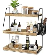 3-Tier Bathroom Organizer Countertop, Wood Bathroom Countertop Vanity Organizer Bathroom Trays fo...