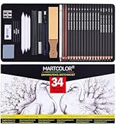 MARTCOLOR Drawing Sketching Pencils Set, 34 Pieces Pro Art Pencil Kit - Graphite Pencils (14B-4H)...