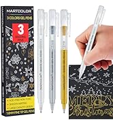MARTCOLOR Gold Silver White Gel Pens, 1.0 Fine Point Opaque Archival Ink Pen for Black Paper Draw...