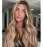 Long Blonde Wig for Women 26Inch Wavy Curly Ombre Blonde Hair Wigs Synthetic Hair Replacement Wig...
