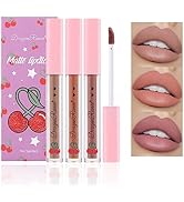 ZHISHUDL 3PCS Matte Nude Lipstick Set Liquid Lipstick Lip Gloss Set,Matte Velvety Lip Stick High ...