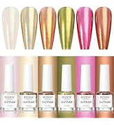 MIZHSE Nail Polish: Mermaid Pearl Nail Polish 6 Colors, Aurora Effect Nail Polish Air Dry Fast, W...