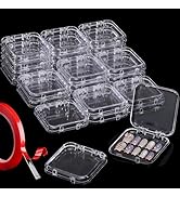 Udefineit 27PCS Press on Nail Boxes, 5M Nail Tape for Press on Nails, Clear Empty Plastic Nail Ti...