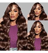 Gureimi 20 Inch Brown Human Hair Wig 13x6 HD Lace Front Wigs Human Hair Body Wave Chocolate Brown...