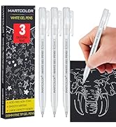 MARTCOLOR White Gel Pens, 0.5mm Extra Fine Point Opaque Archival Ink Pen for Black Paper Drawing,...