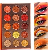 Afflano Red Orange Eyeshadow Palette Sunset 15 Color, Highly Pigmented Glam Fall Eye Shadow Makeu...