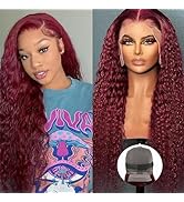 DULTEV Burgundy Lace Front Wigs Human Hair 99J 13x4 HD Deep Wave Lace Front Wigs Human Hair Pre P...
