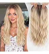 EMMOR 20 Inch Wavy Hair Toppers,Premium Synthetic Long Curly Hairpieces with 6