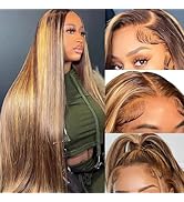 NARNI Honey Blonde Wig Human Hair 34 Inch Highlight Ombre 13x4 HD Lace Front Wigs Human Hair Pre ...