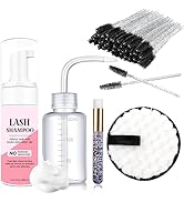 AREMOD 50ml Eyelash Extension Cleanser, Lash Shampoo for Lash Extensions 50pcs Eyelash Brush Clea...