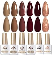 Born Pretty Fall Winter Gel Nail Polish Burgundy Wine Red Caramel Brown Coffee Autumn Gel Polish ...