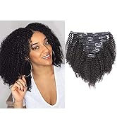 Anrosa Afro Kinkys Curly Clips ins Human Hair Extensions 3C 4A Hair Afro Kinky Curly Clip in Hair...