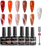 Lawnite Cat Eye Gel Nail Polish Set 5 Colors Translucent Jelly Gel Nail Polish with 1Pcs Universa...