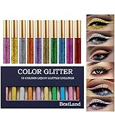 10 Colors Liquid Glitter Eyeliner Metallic Shimmer Glitter Eyeshadow Pigment Eyebrown Shimmer Wat...