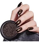 Chocolate Brown Chrome Nail Powder Holographic Metallic Mirror Effect Coffee Nail Glitter Dust Ac...