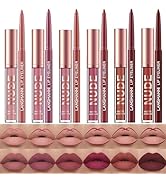BONNIE CHOICE 12Pcs Matte Liquid Lipstick + Lip Liner Pens Set, Waterproof Long Lasting Dark Red ...