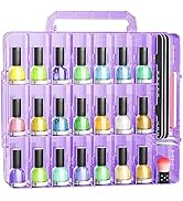 JIASHENG Nail Polish Organizer Case Holders, 48 Bottles Universal Nail Storage Box for Double Sid...