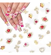 Vodolo 36Pcs Gold Nail Charms for Nails Accessories,3D Metal Nail Charms for Nails Design Nail Ar...